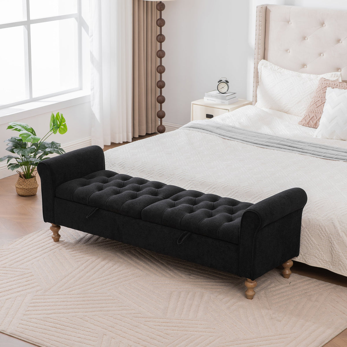 65.75" Wide Modern Upholstered Storage Bench