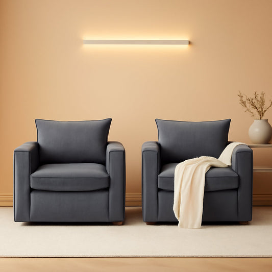 Grey Upholstered Swivel Armchair Twin Pack LivingRoom