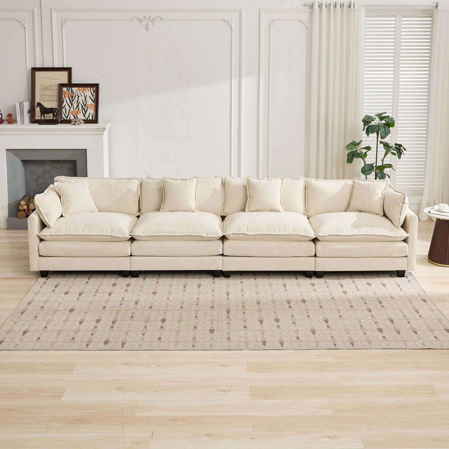 Cloud 4 Seats Sofa (Ottoman is not included) with Chenille Fabric in Beige
