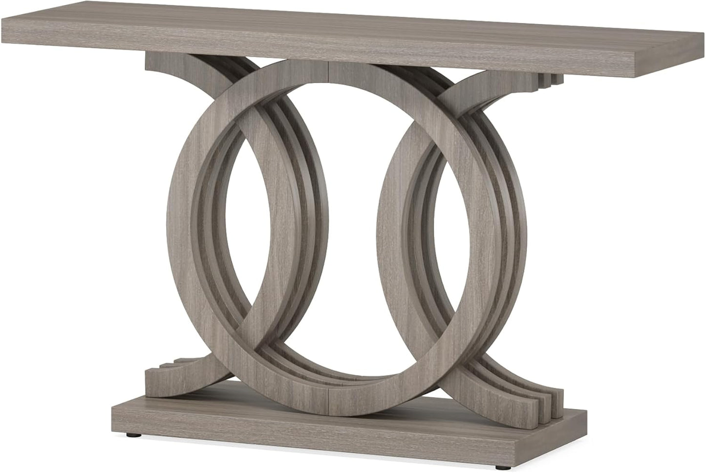 55” Farmhouse Console Table with Geometric Wooden Base