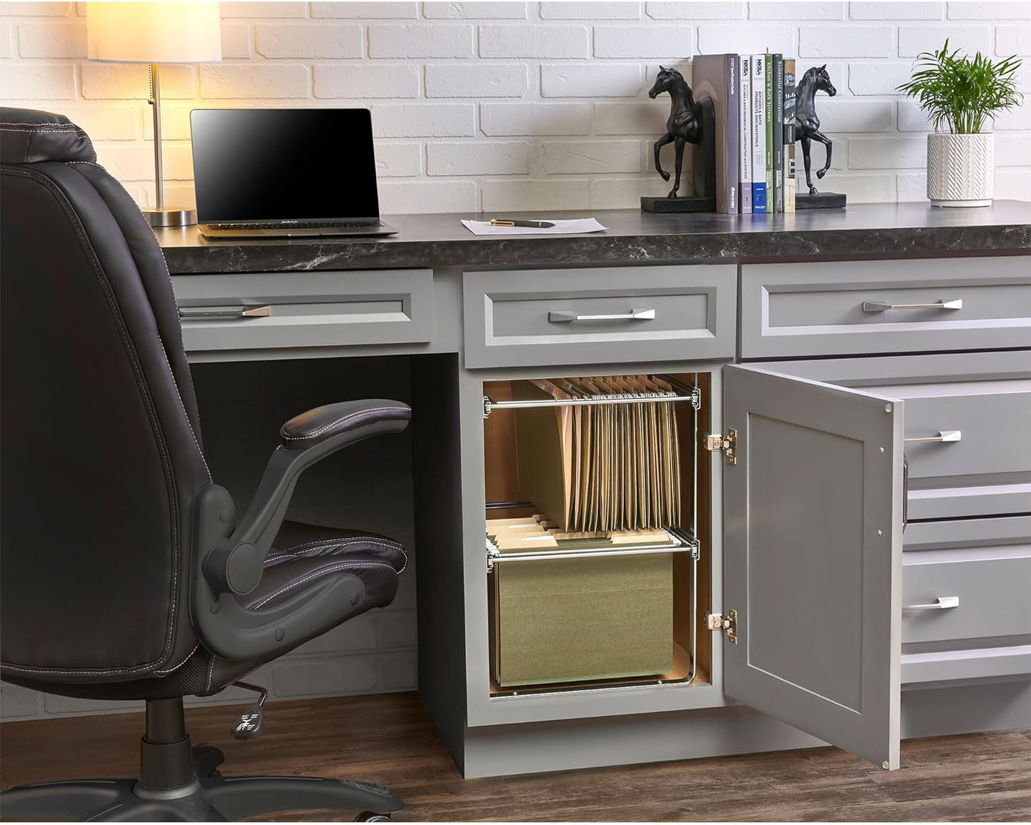 Two Tier Base Cabinet File Drawer Organizer Chrome 14.5 in