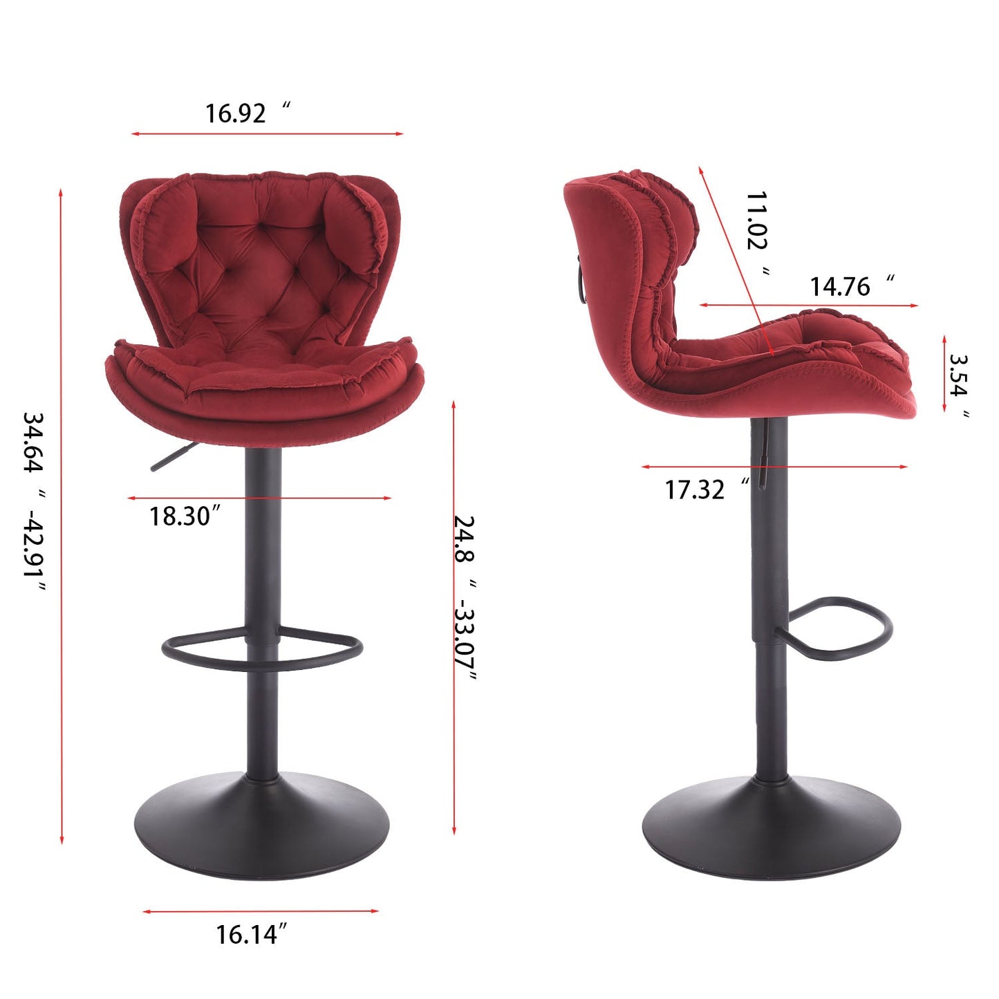 Set of 2 Bar Stools with Powder Footrest