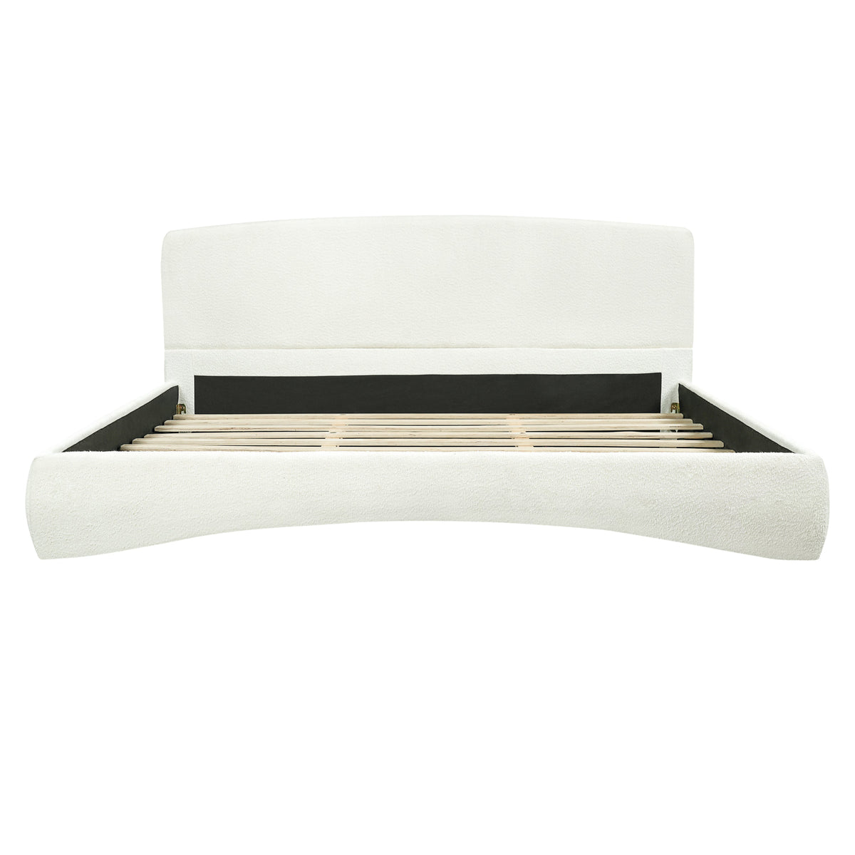 Curved Upholstered Bed with Smart Ambient Lighting