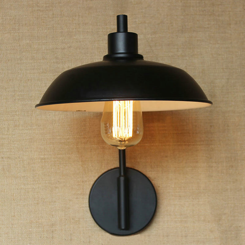 Skylar Style Barn Wall Sconce - Black/Rust Metallic with Curved Arm
