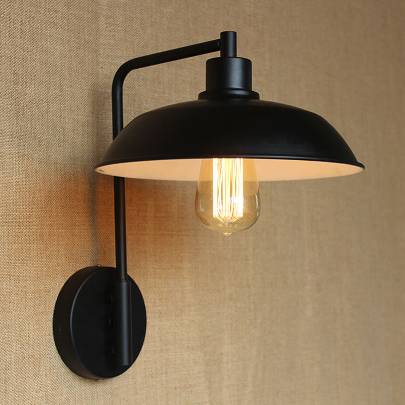 Skylar Style Barn Wall Sconce - Black/Rust Metallic with Curved Arm