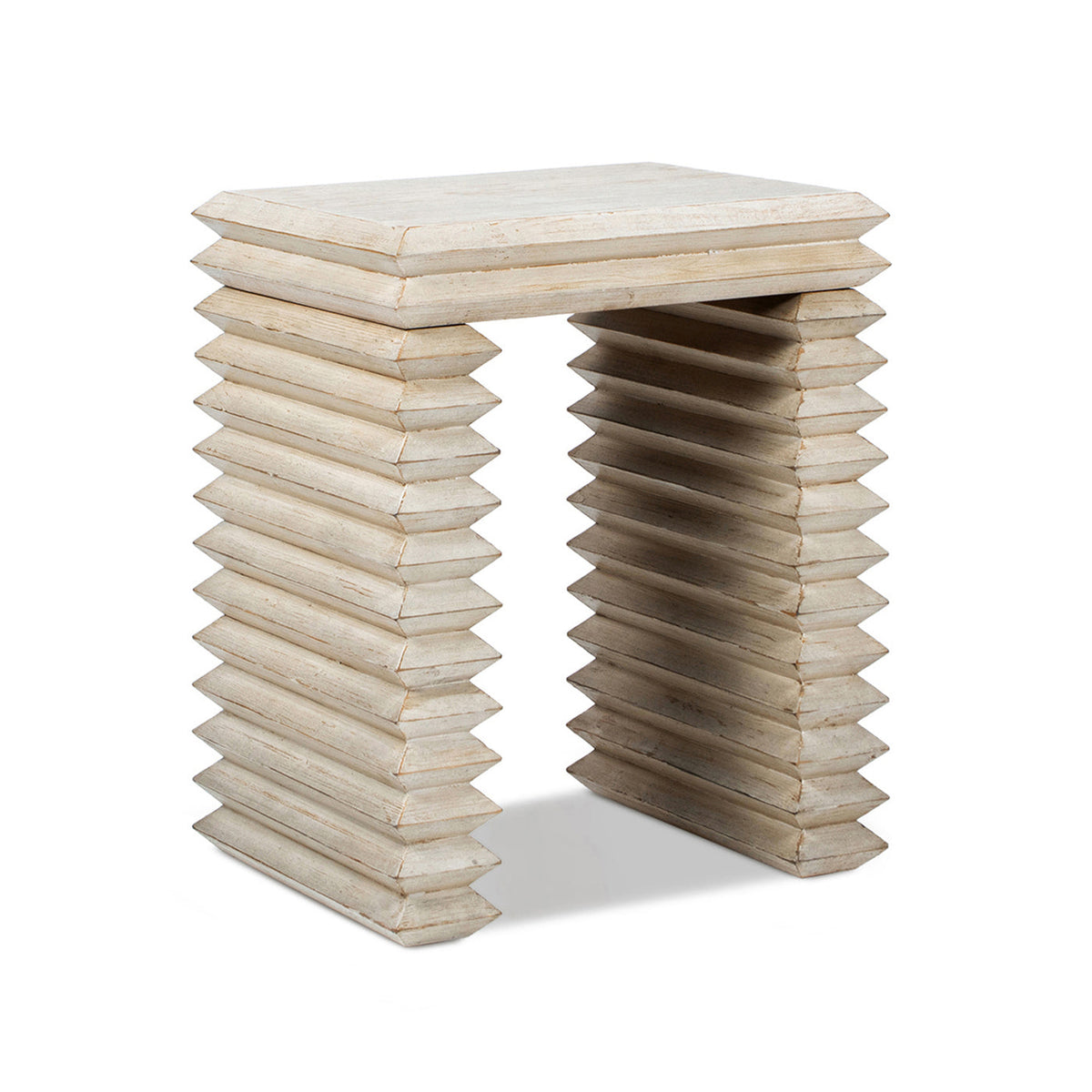 Veda 20" Reclaimed Wood Stacked Geometric Waterfall Side Table