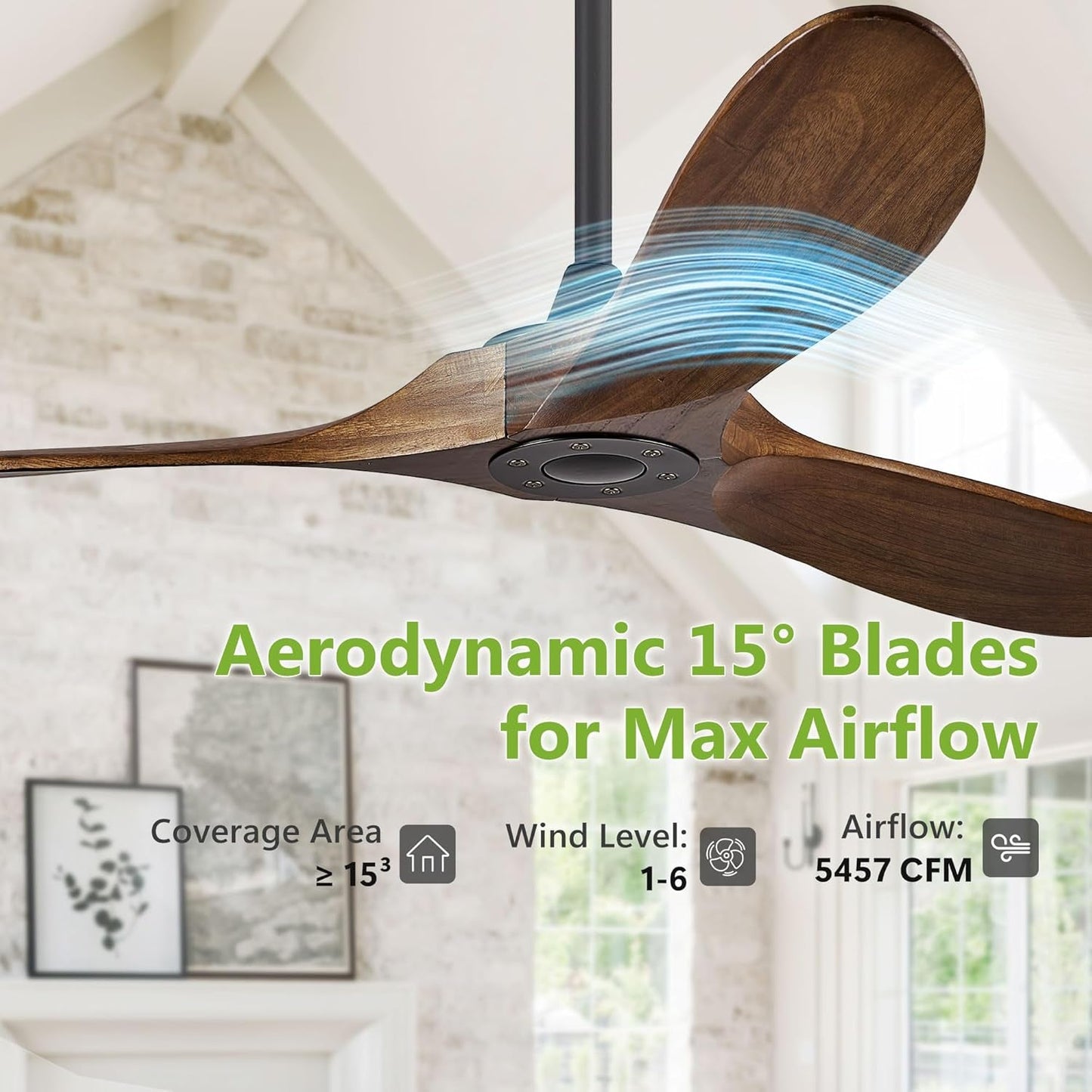 52 Inch Walnut Outdoor Ceiling Fan With Remote Control