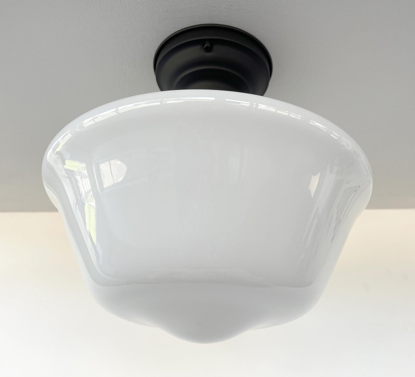 ELEGANT SCHOOLHOUSE Authentic Historical 1930's Antique Milk Glass Ceiling Light