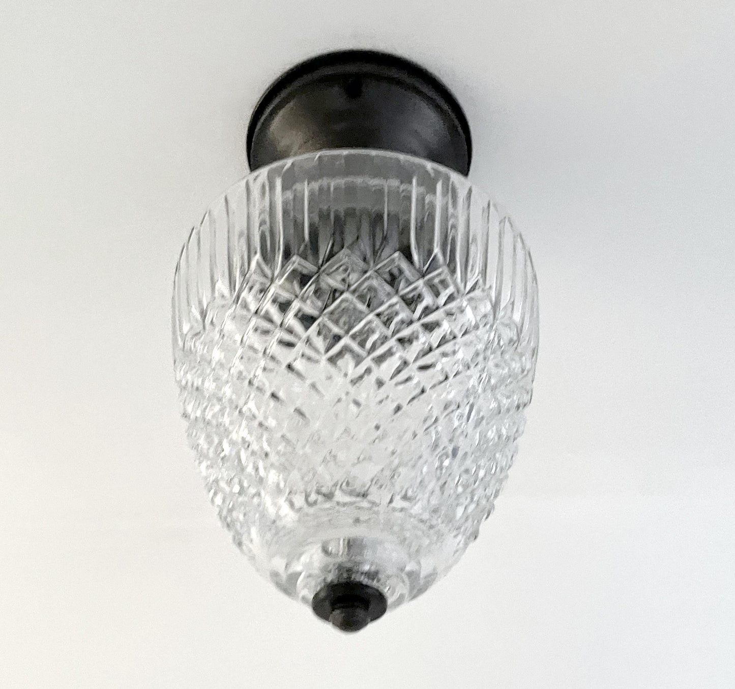 LARGE TAPERED DIAMOND 1950s Authentic Mid Century Glass Ceiling Light