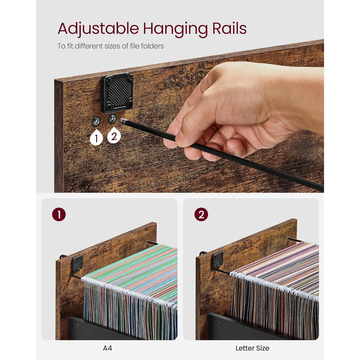 Brown Filing Cabinet With Lock And Printer Stand For Office