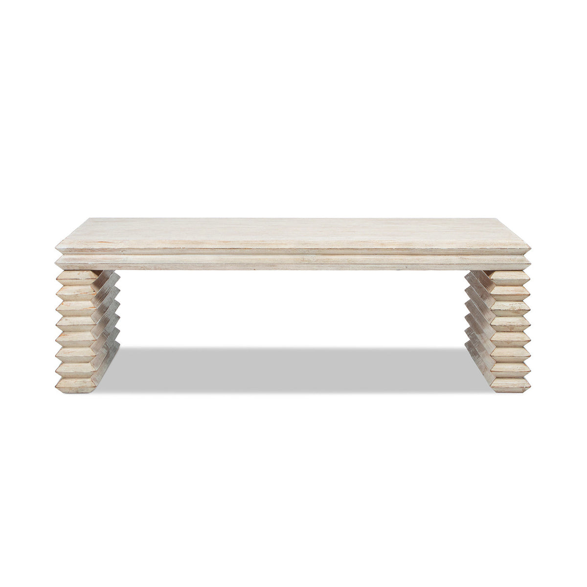 Veda 55" Reclaimed Wood Stacked Geometric Waterfall Coffee Table