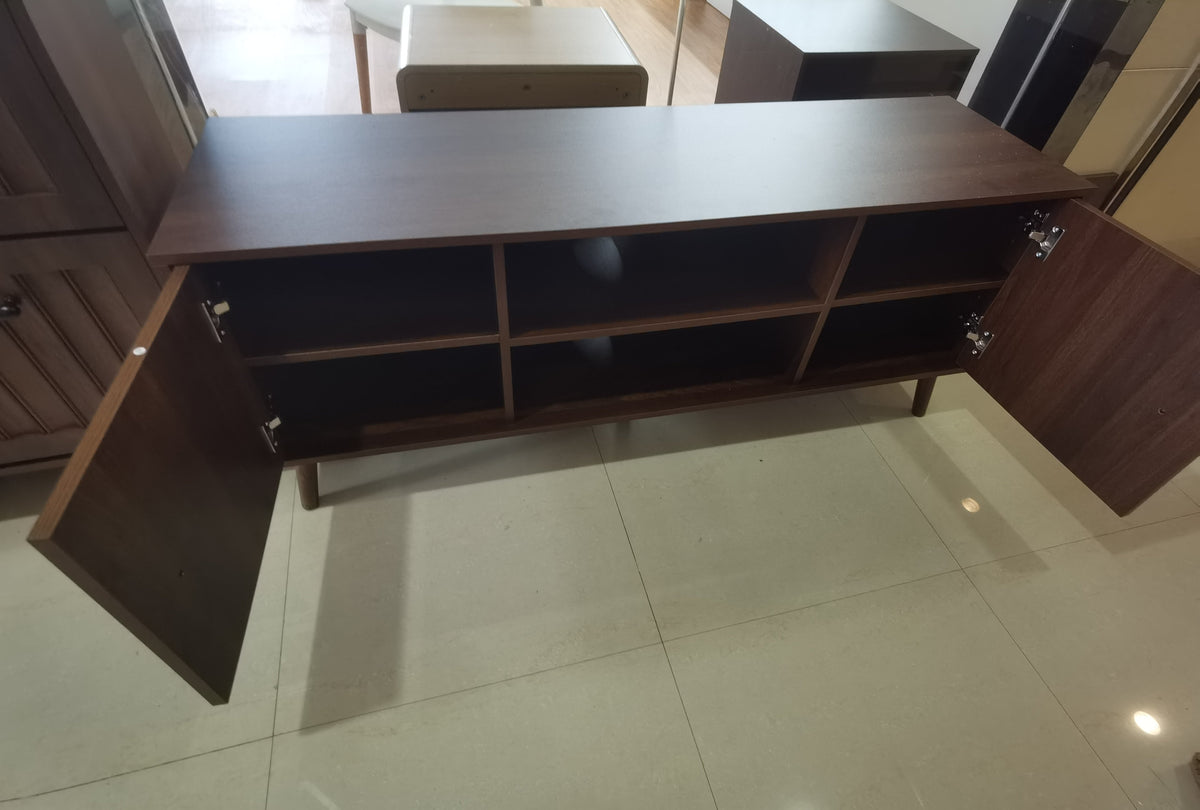55-Inch Wooden TV Cabinet with 2 Vertical Groove Doors