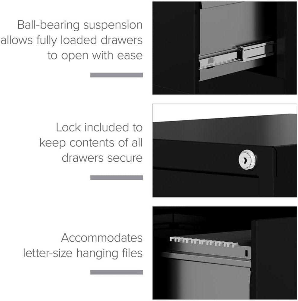 28.38 Inch Vertical Filing Cabinet Lockable Metal For Home Office Use Pre Assembled Letter Size Compatible