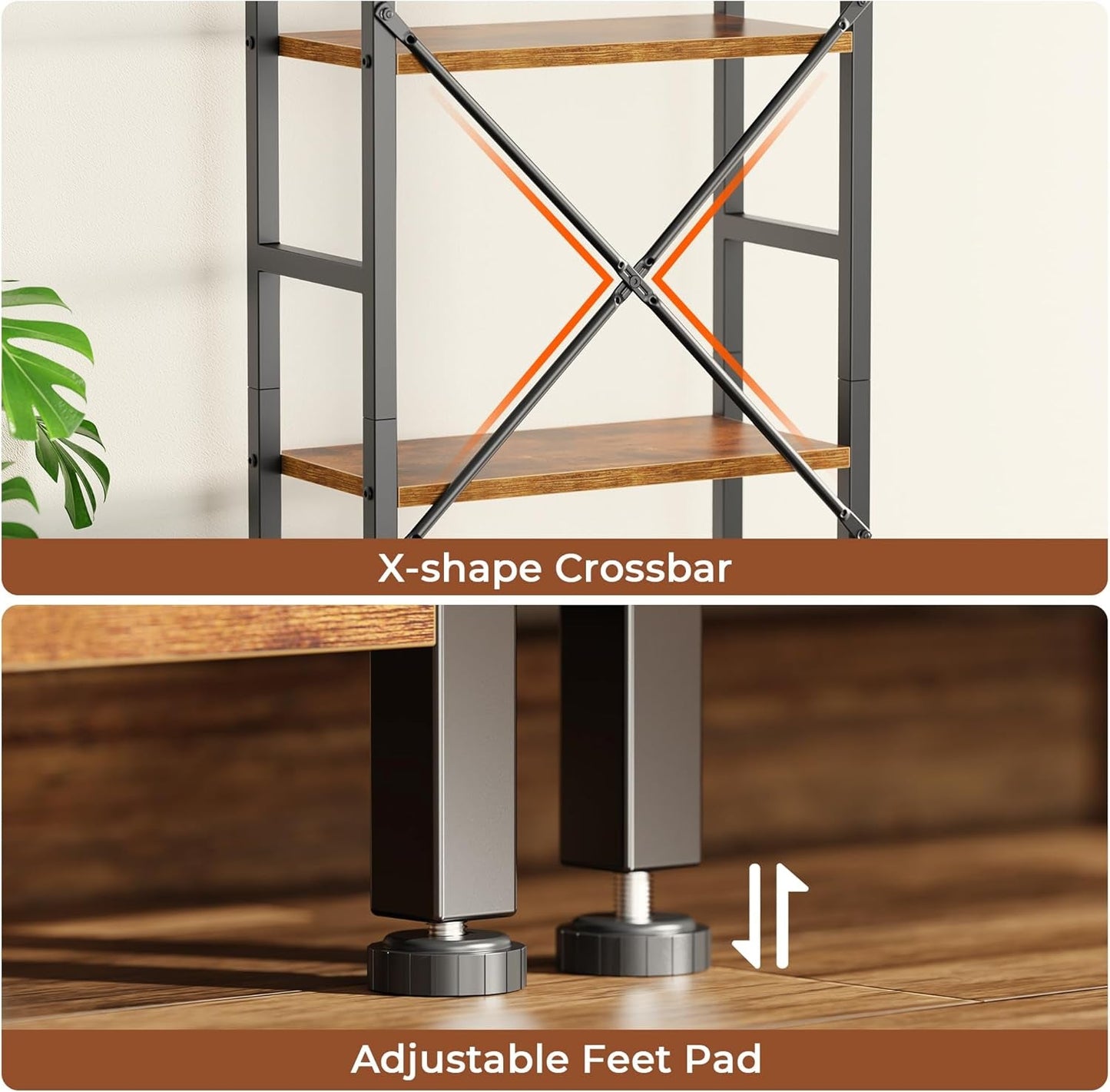 Rustic Brown Four Tier Bookshelf For Home Office Storage