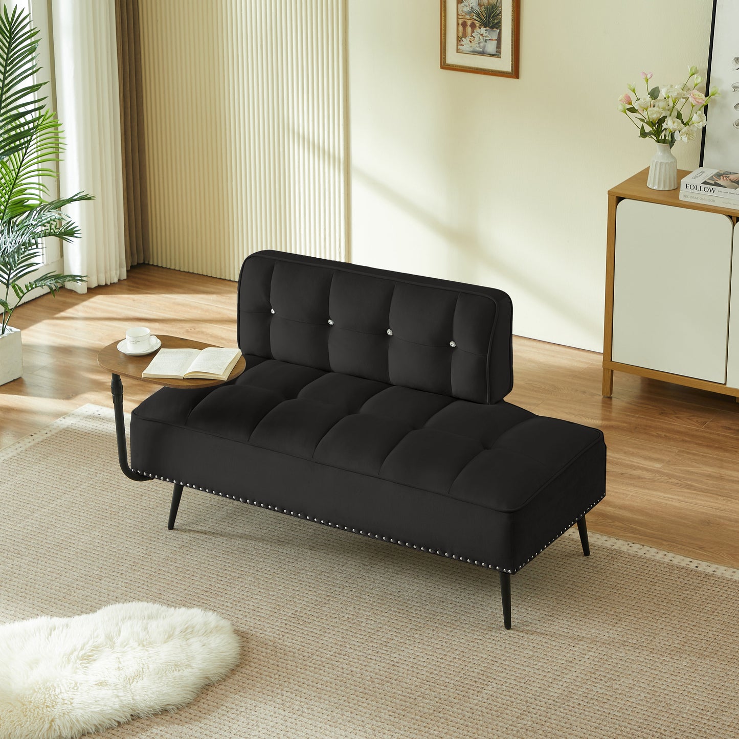 54-Inch Modern Two-Seater Velvet Sofa