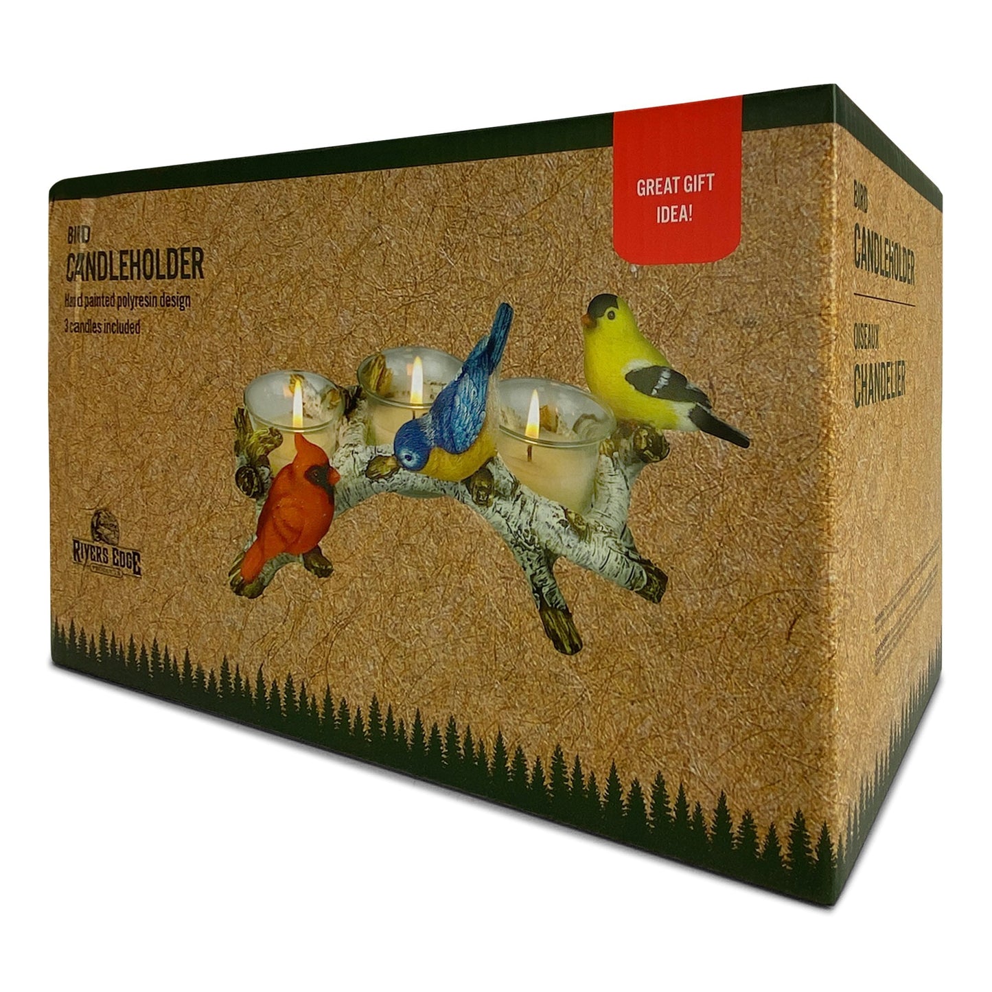 Candle Holder-Birch with Birds 3 Piece