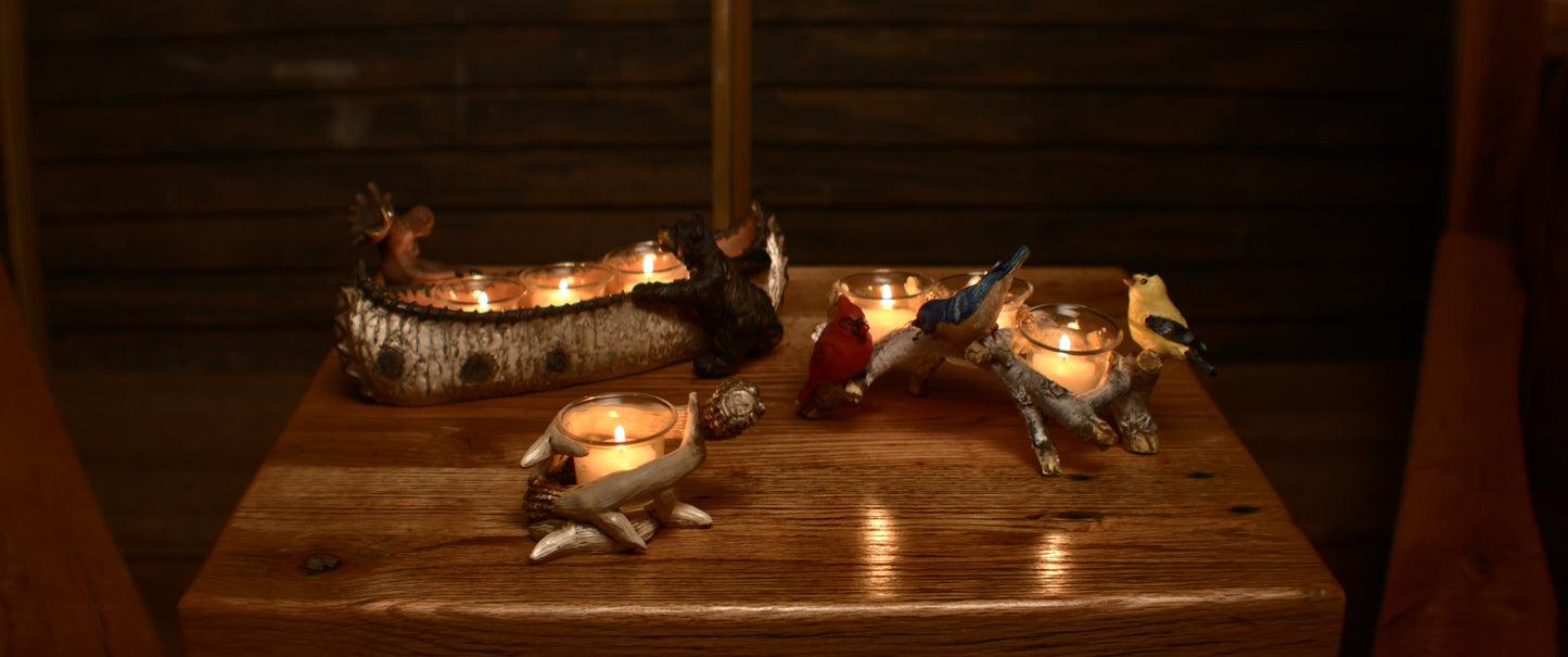 Candle Holder-Birch with Birds 3 Piece