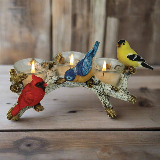 Candle Holder-Birch with Birds 3 Piece