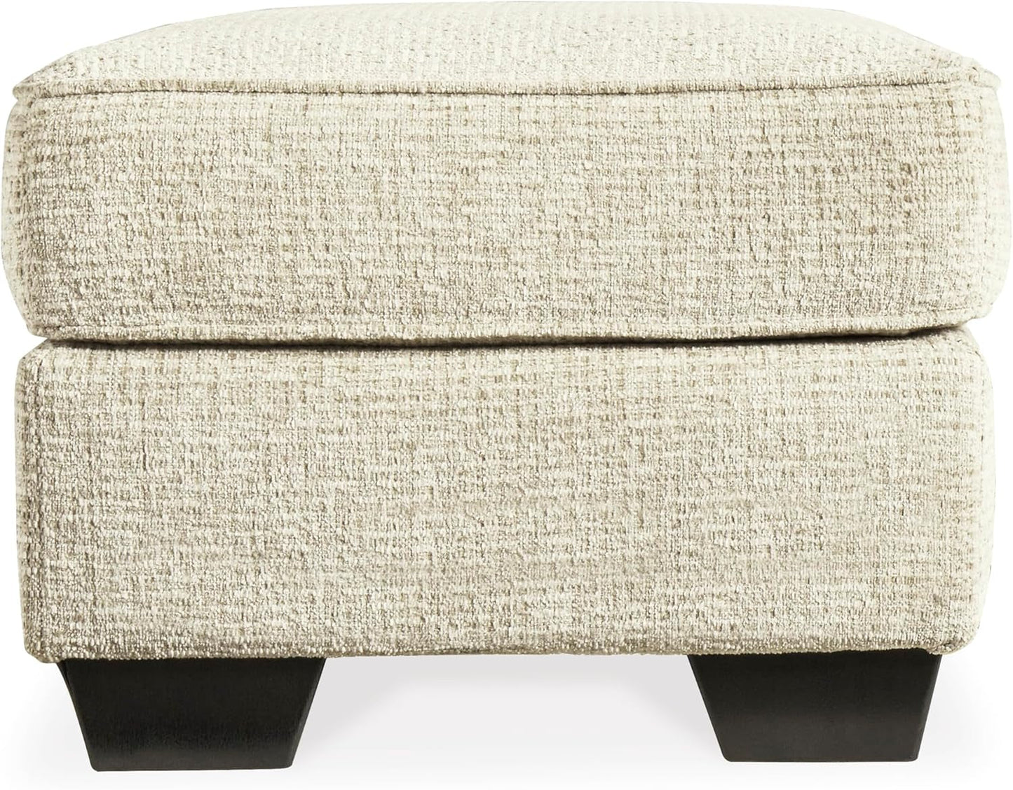 Beige Chenille Upholstered Ottoman With Cushioned Comfort