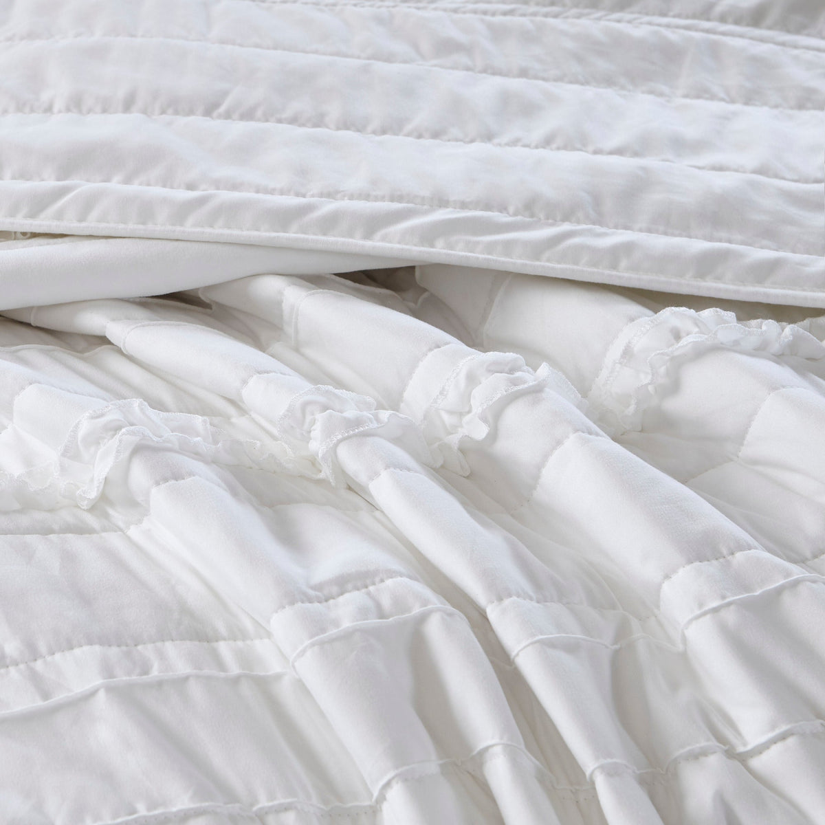 4 Piece Reversible Ruffle Quilt Set with Throw Pillow