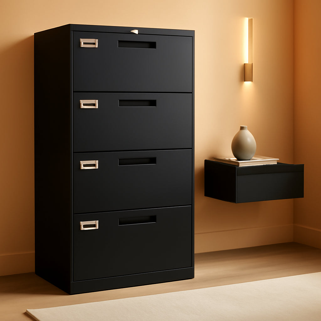 4 Drawer Metal Lateral File Cabinet With Lock For Office
