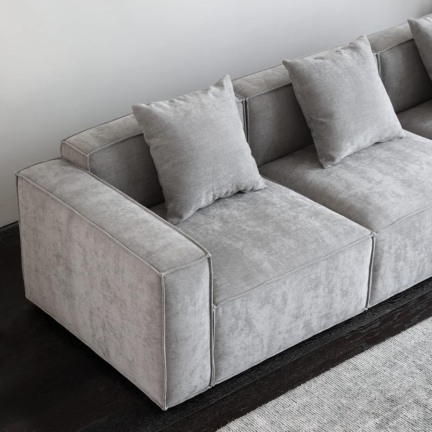 Grey Modular Sectional Sofa Set With Ottoman And Chaise
