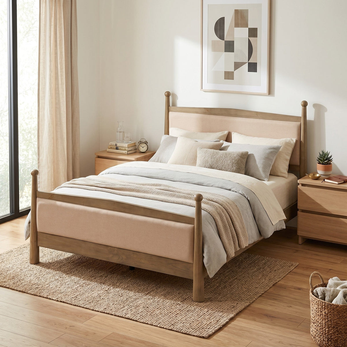 Queen Size Upholstered Platform Bed Frame