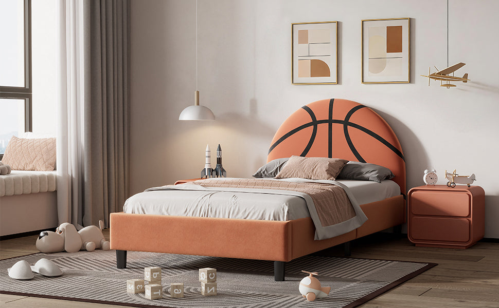 Basketball Design Upholstered Twin Platform Bed