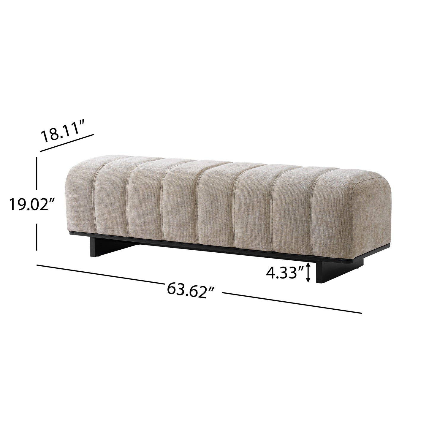 Indoor Dining Bench in Oatmeal Chenille