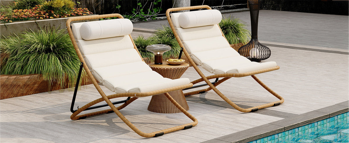 TREXM 2-Pieces Outdoor Folding Chair Set