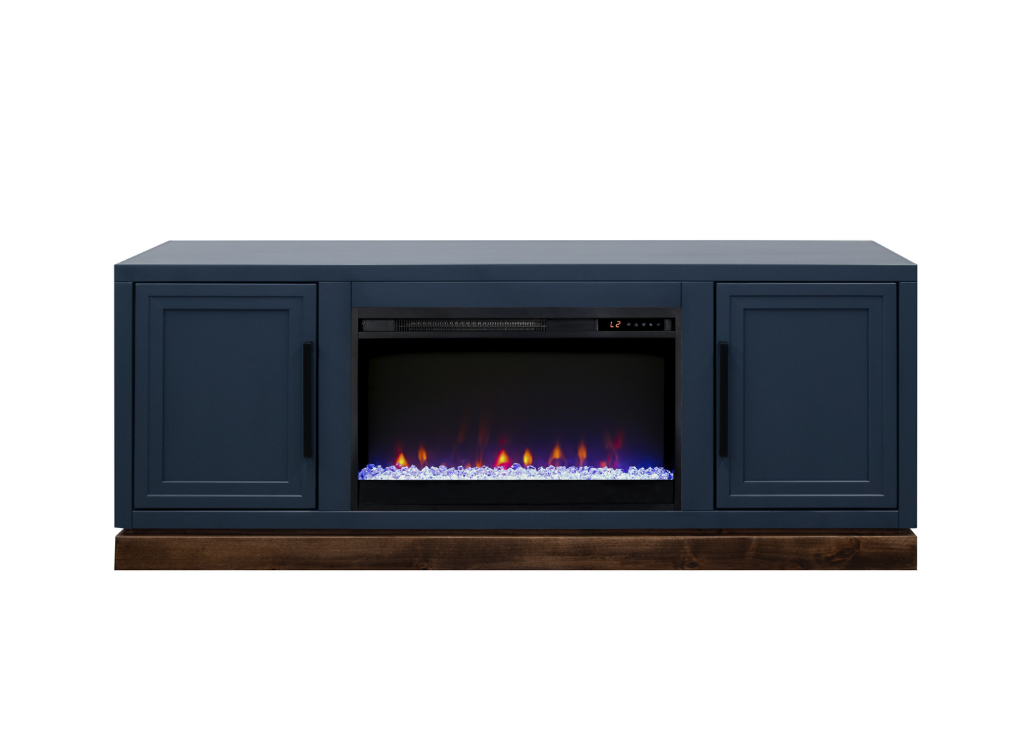Nora 64 inch Fireplace TV Stand, for TVs up to 85 inches, Blue Denim and Whiskey Finish