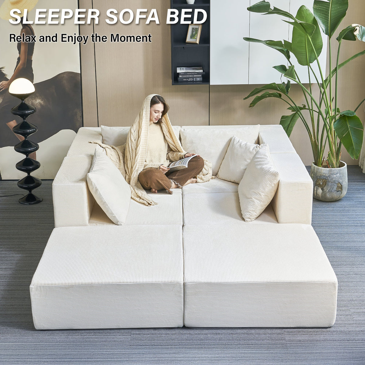 140" Modular Sectional Sofa Bed