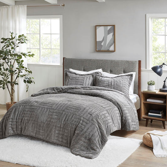 King/Cal King Faux Fur Down Alternative Comforter Mini Set