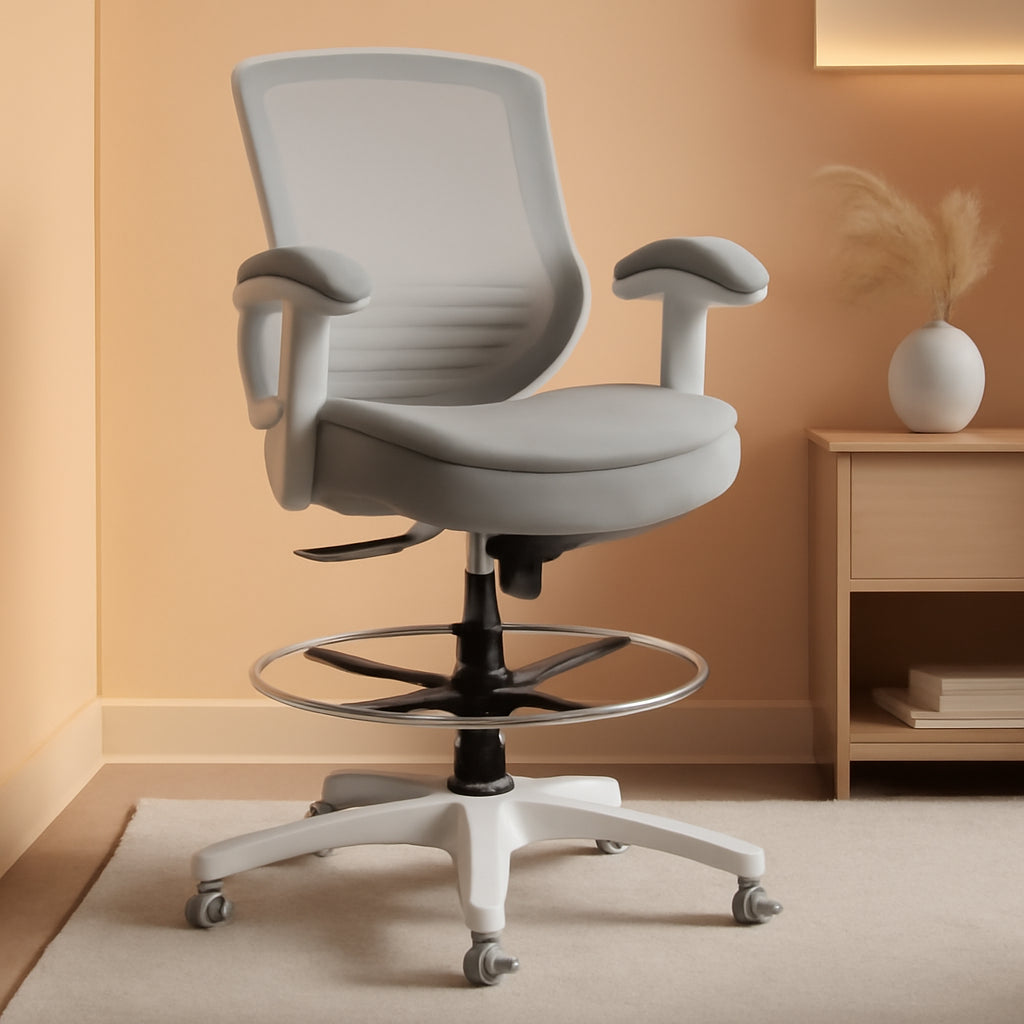 Ergonomic Mid Back Drafting Chair 400 Lb Capacity Grey