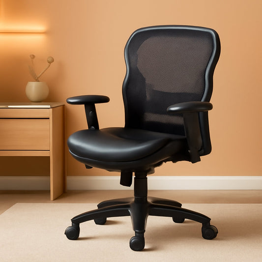 Wave High Back Ergonomic Office Chair Leather Seat