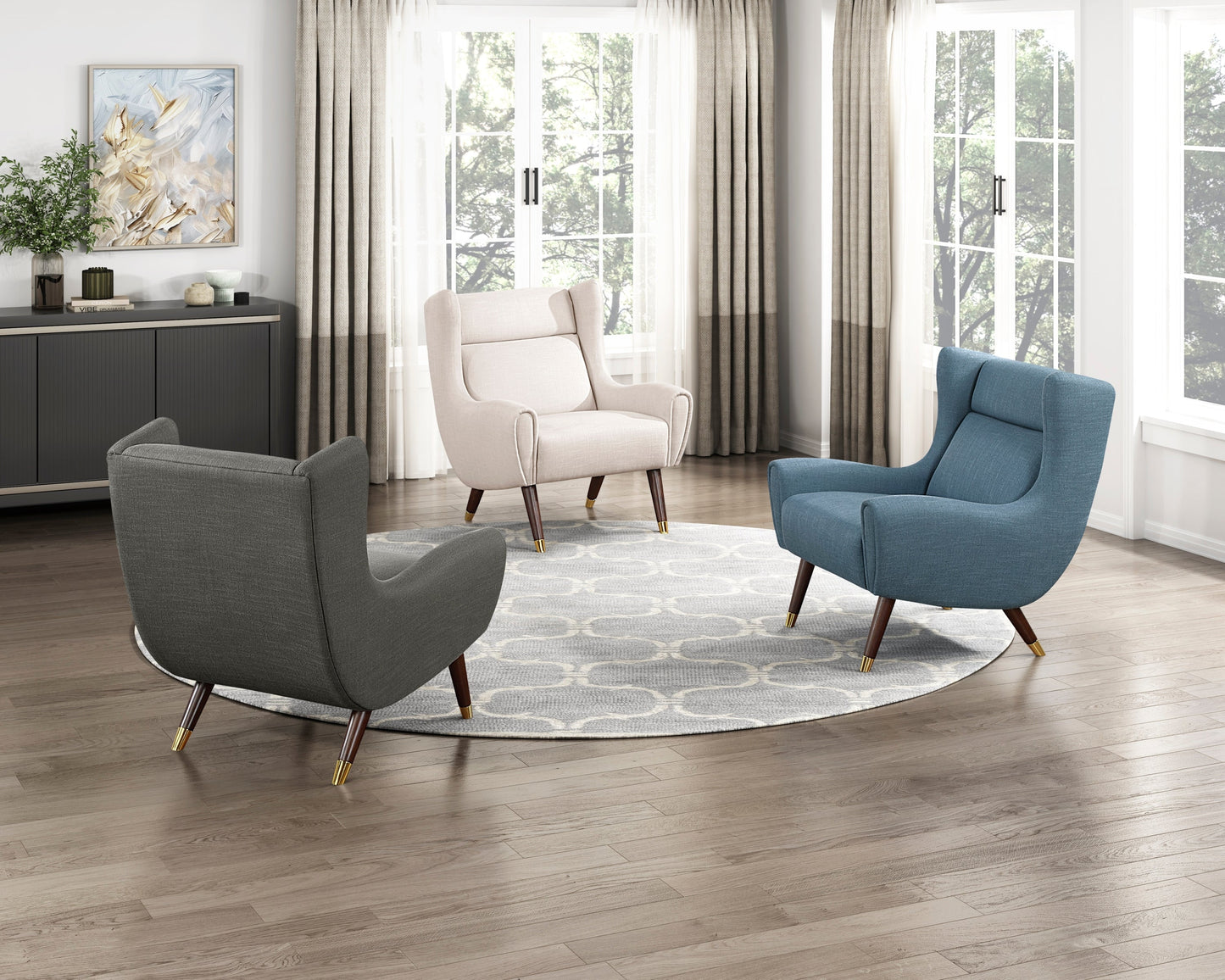 Modern Wingback Upholstered Dark Gray Accent Chair 1pc Solid Wood Sleek Design Luxury Furniture