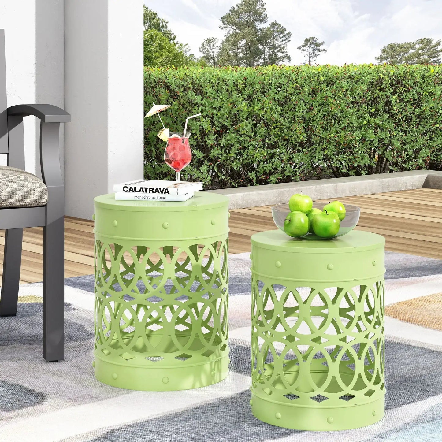 Outdoor Metal Set of 2 End Tables