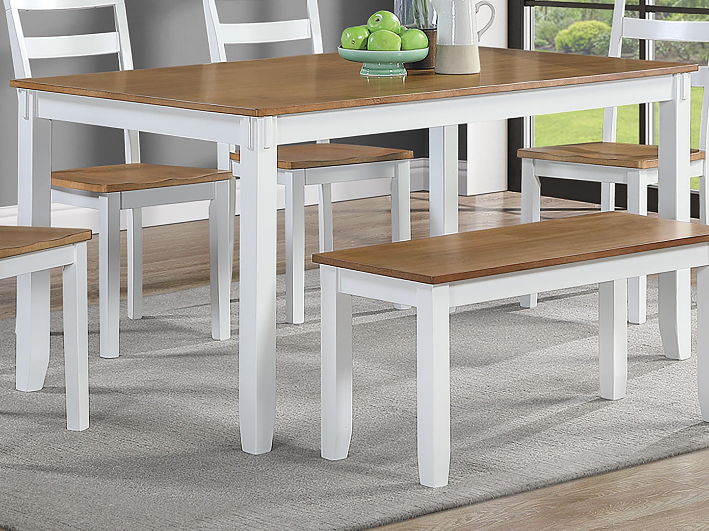 Contemporary 6pc Dining Set Table with 4 Side Chairs and Bench
