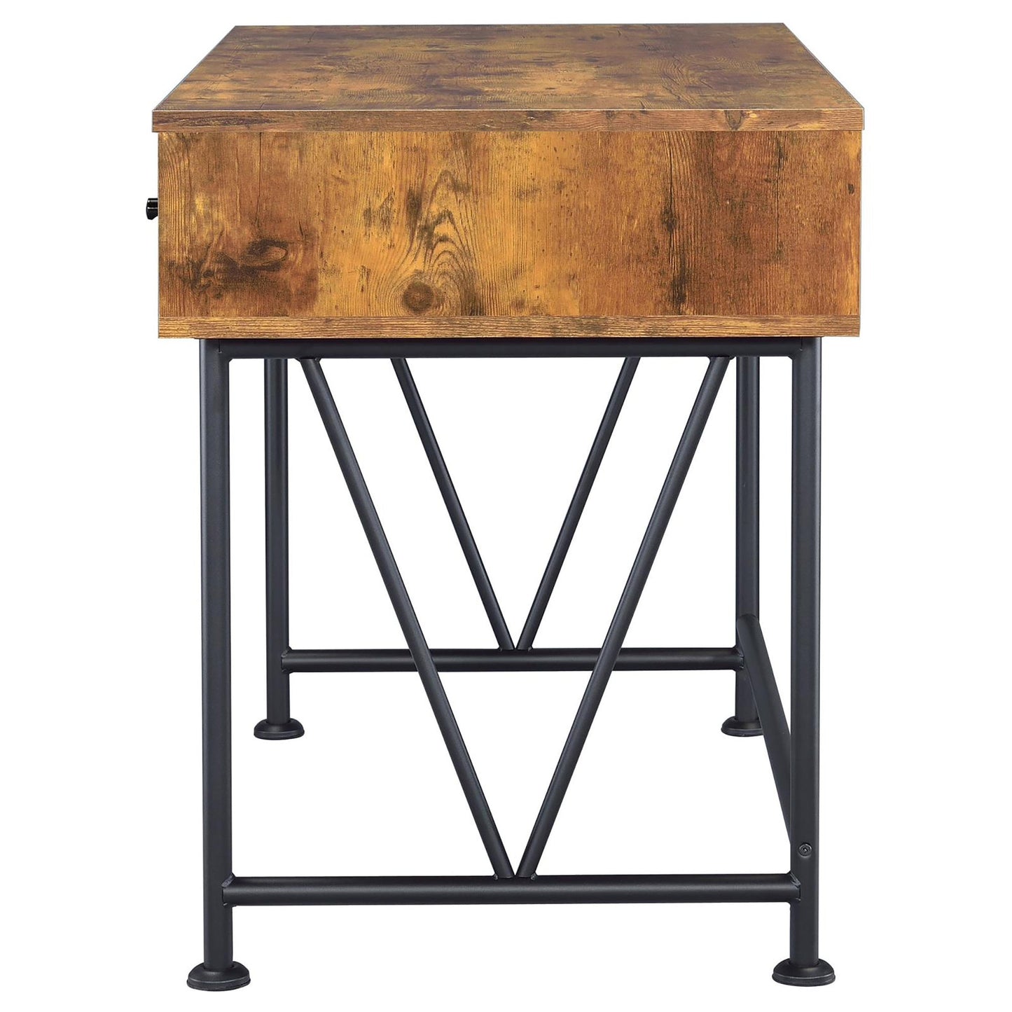 Antique Nutmeg and Black 3-drawer Writing Desk