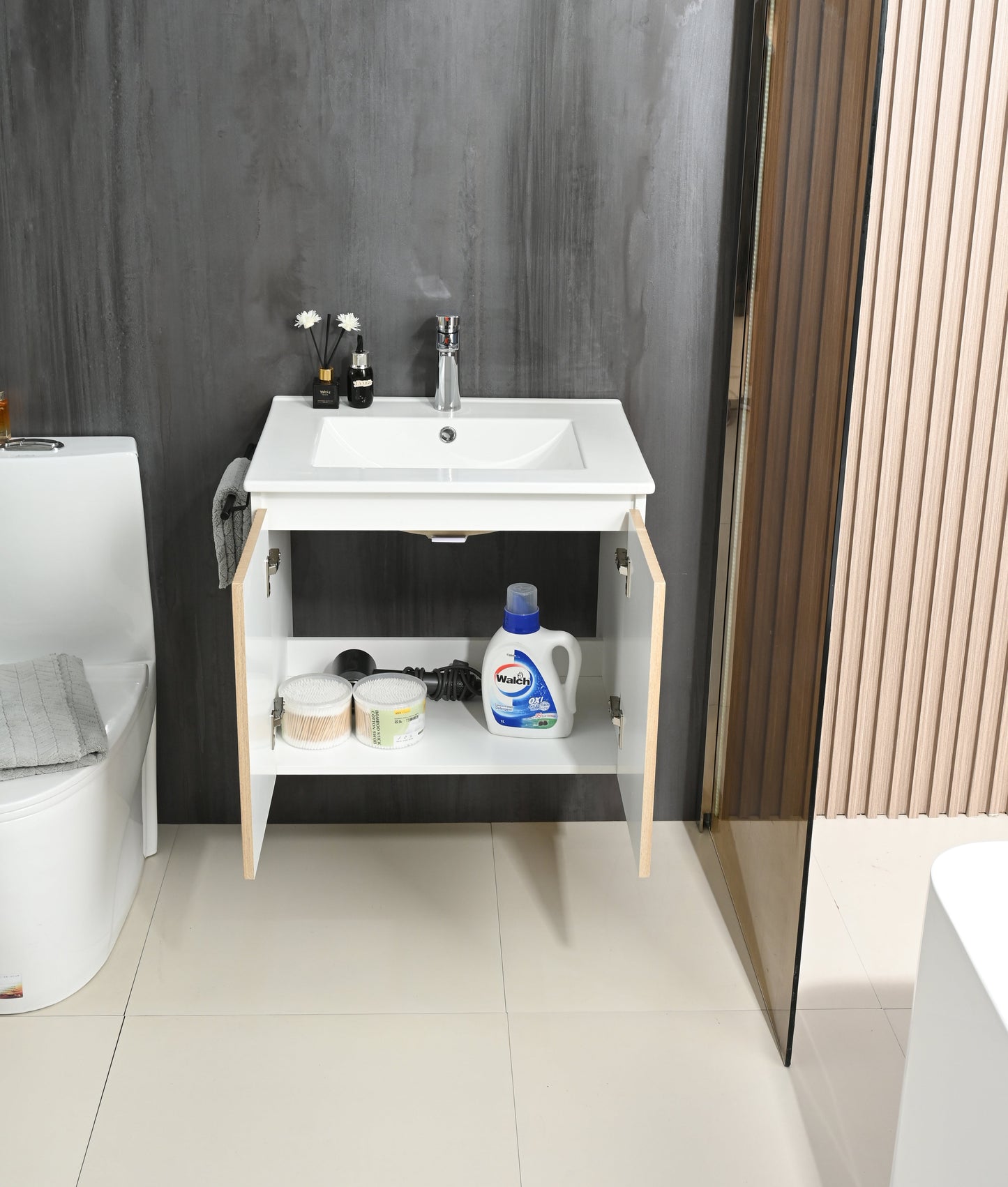 Goodyo 24" Wall-Mount Bathroom Sink Vanity Floating Storage Cabinet