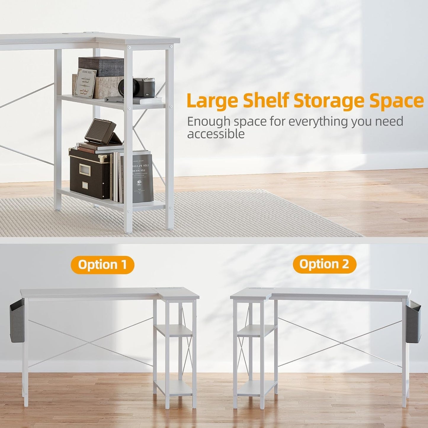 40 Inch L Shaped Desk With Power Outlets For Home Office