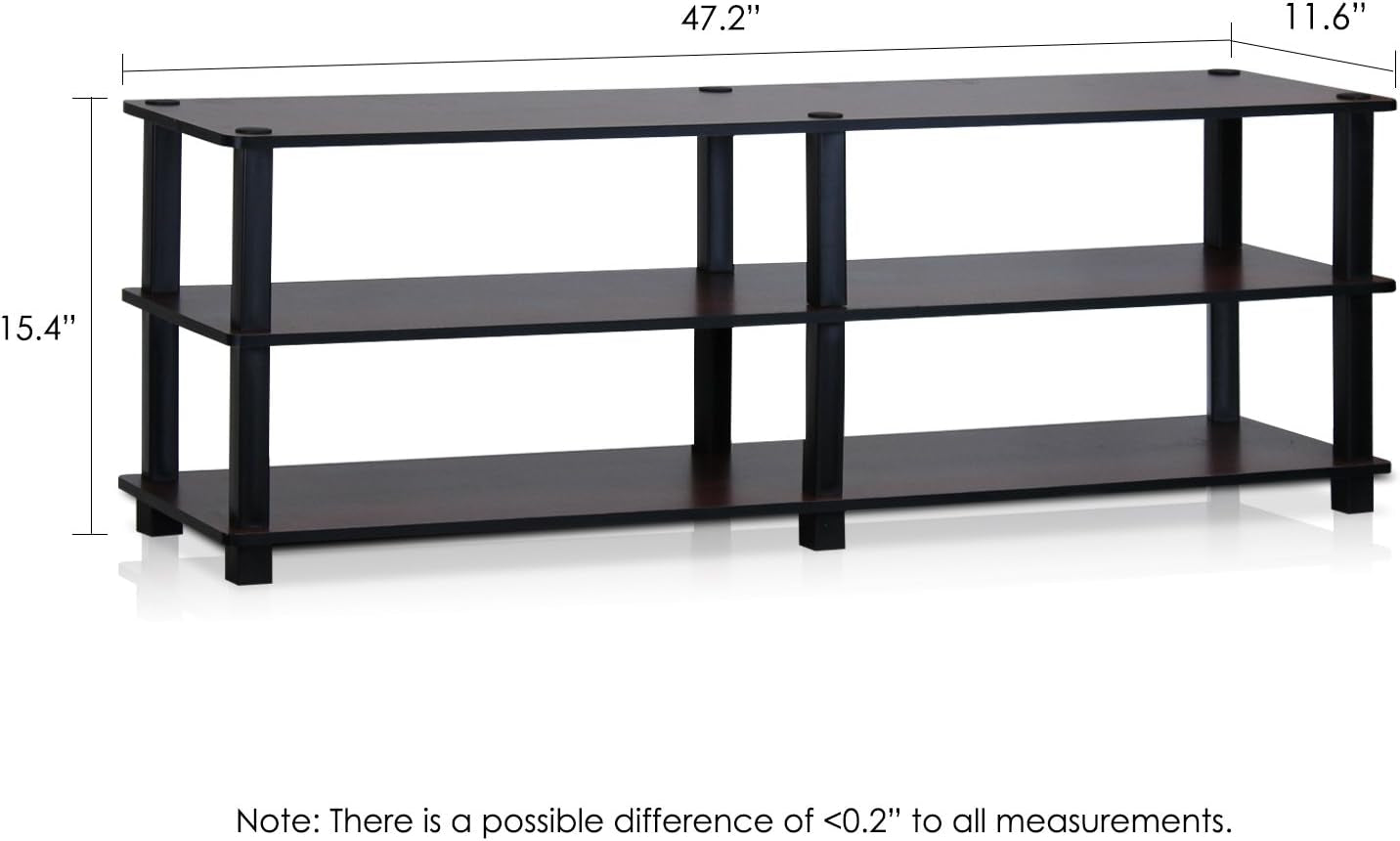 Turn-S-Tube No Tools 3-Tier TV Stand Dark Cherry And Black