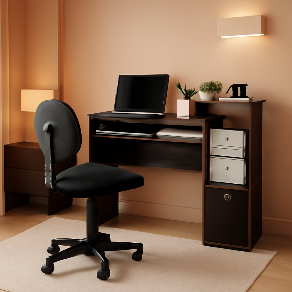 Amber Pine Black Econ Writing Desk With Keyboard Tray