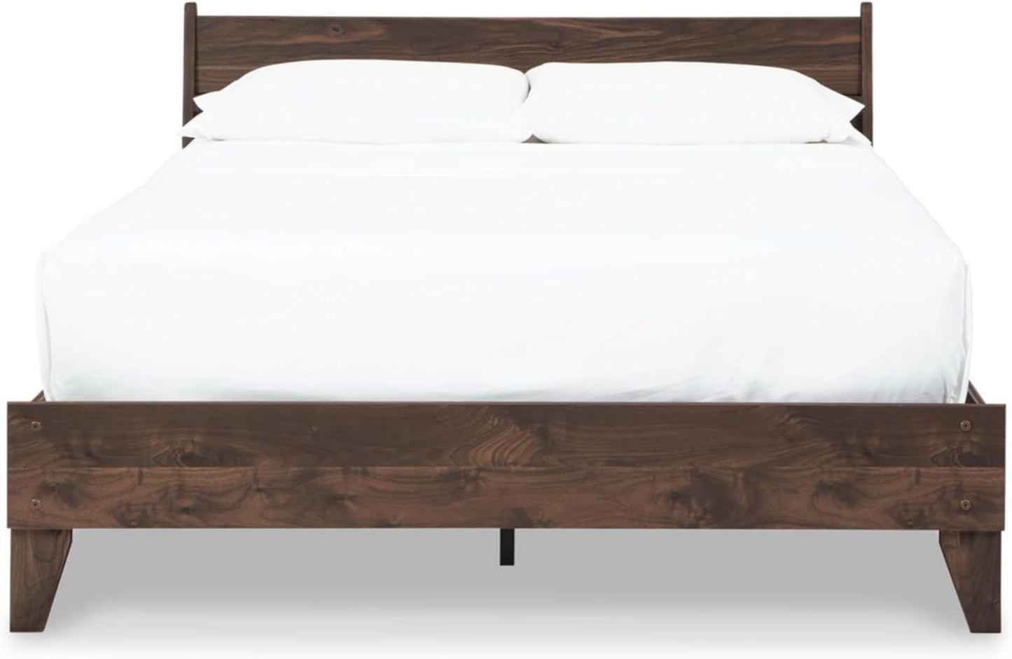 Queen Panel Platform Bed Dark Brown Walnut Storage