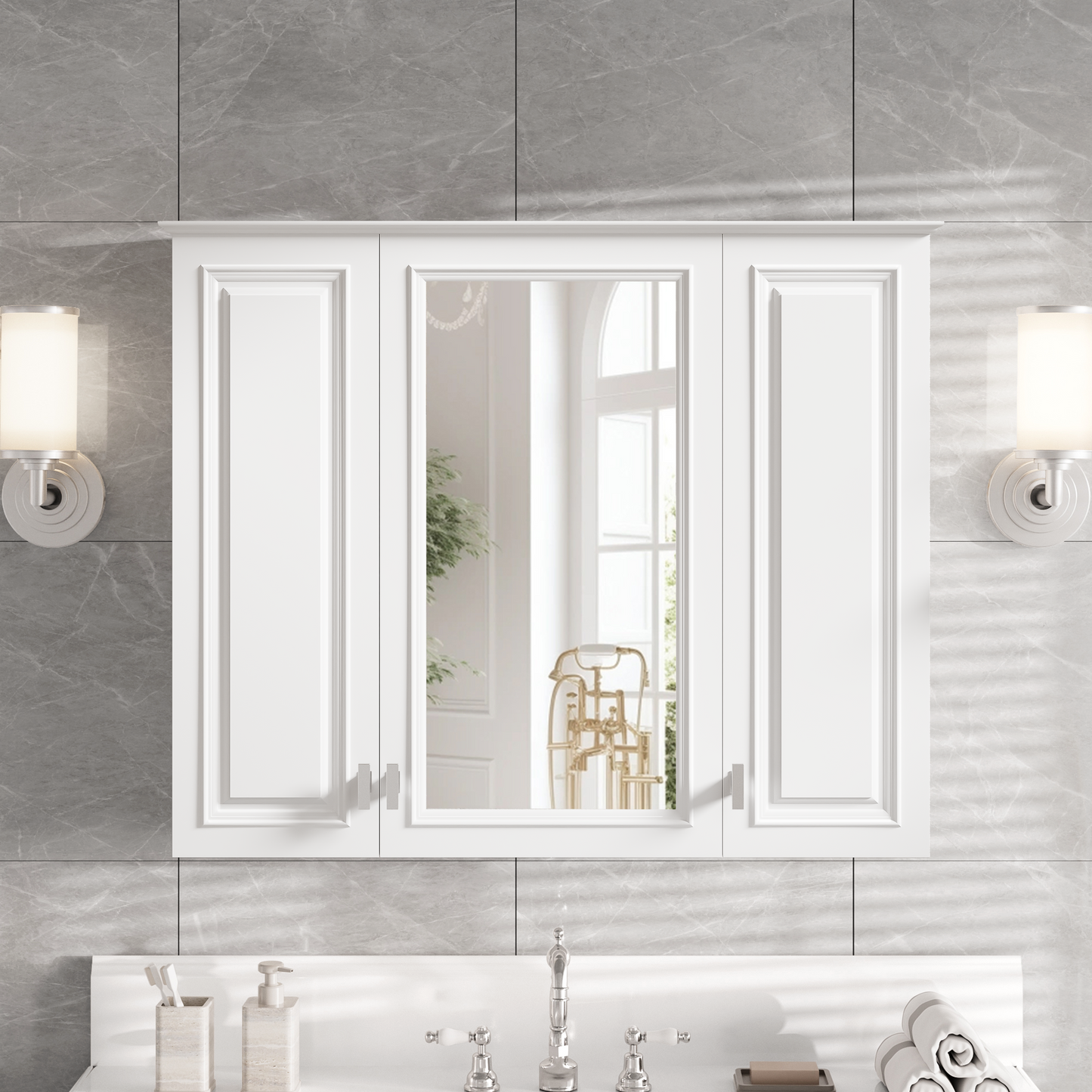 35 Inch 2-in-1 Bathroom Wall Cabinet