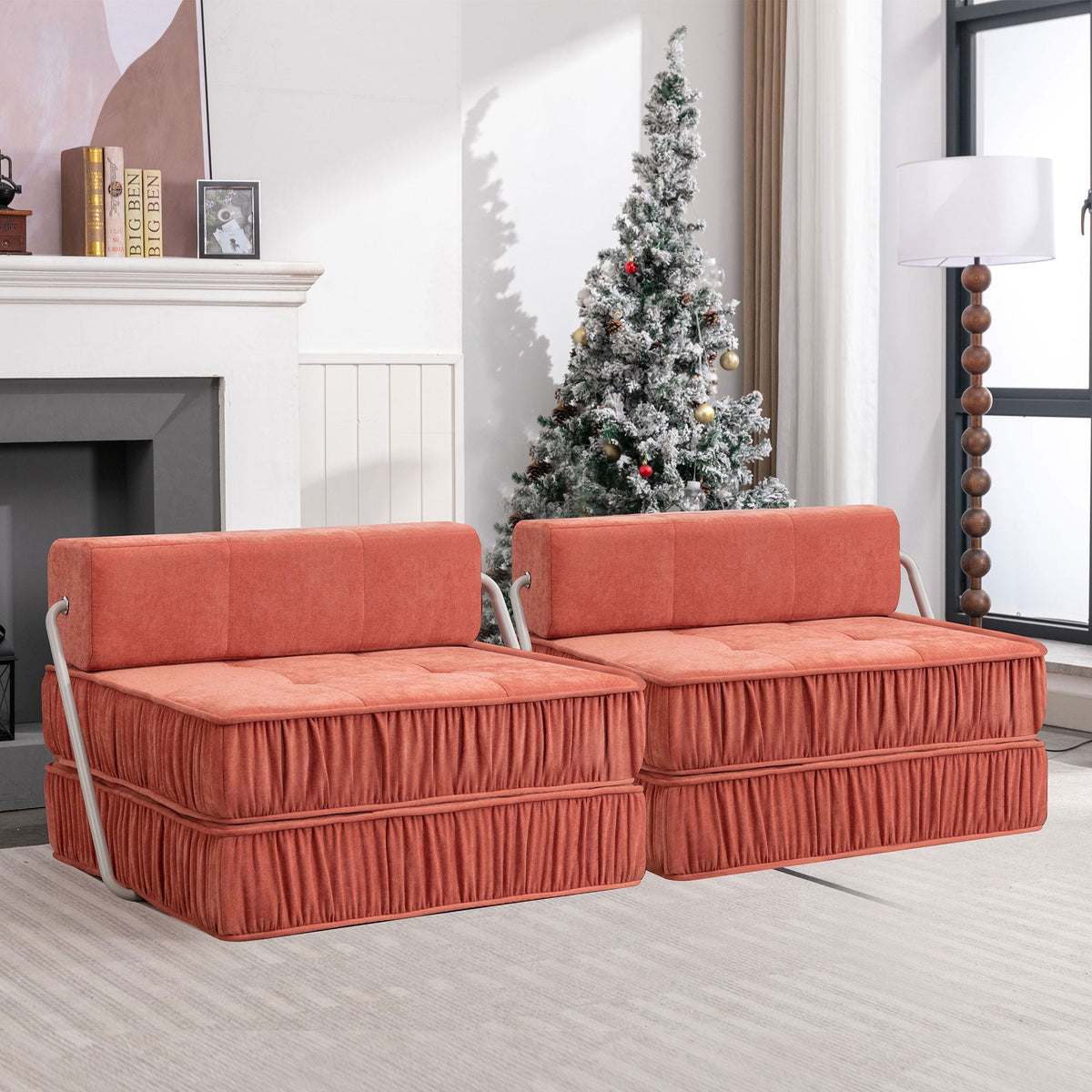 Orange Folding Sofa - Convertible Chair for Home