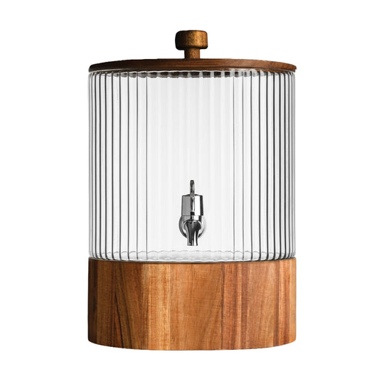 Naples Beverage Dispenser With Wooden Lid & Base 1.5 Gal