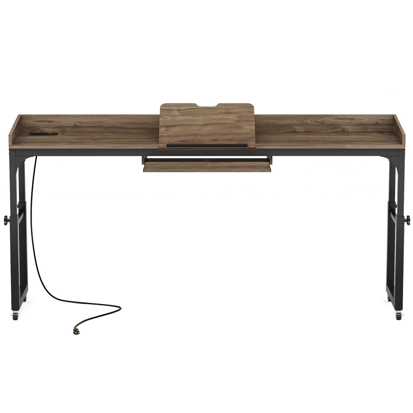 Height Adjustable Overbed Table with Wheels