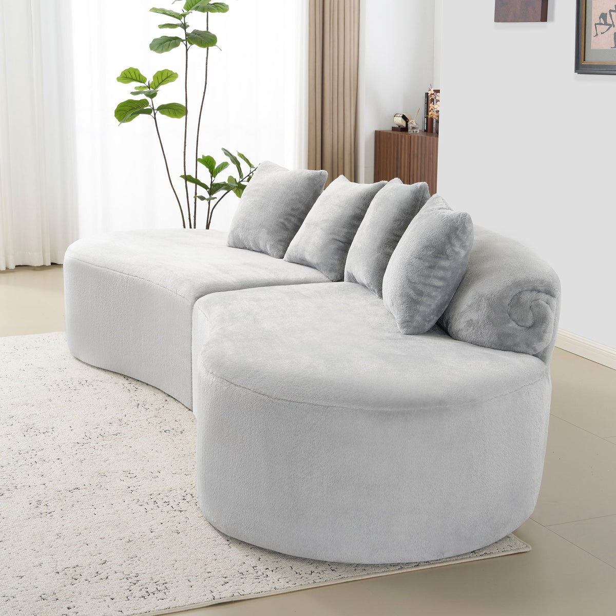Modern and Simple Curved Flannelette Sofa