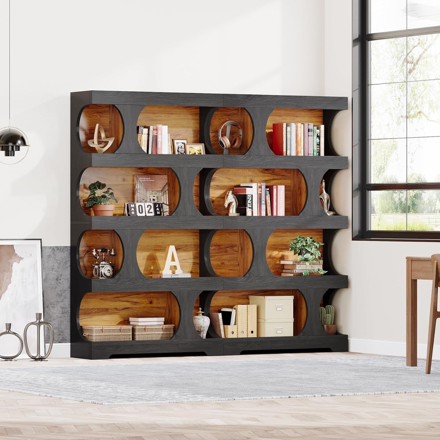 Black 71 Inch Tall Bookcase Modern Storage Display